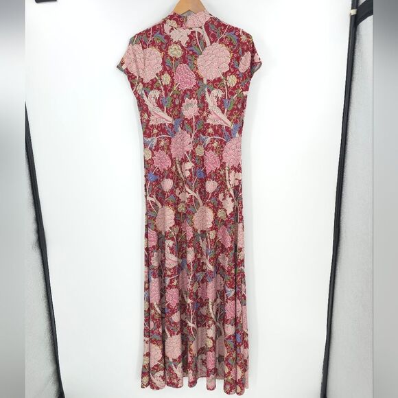 BlackMilk Cray High Neck Maxi Dress  Peonies Slinky Cap Sleeve Art To Wear - Picture 2 of 14